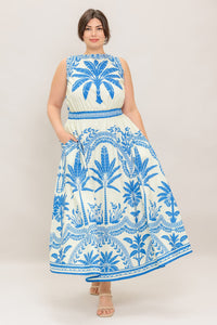 OCEAN PETALS WOVEN MIDI DRESS