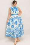 OCEAN PETALS WOVEN MIDI DRESS