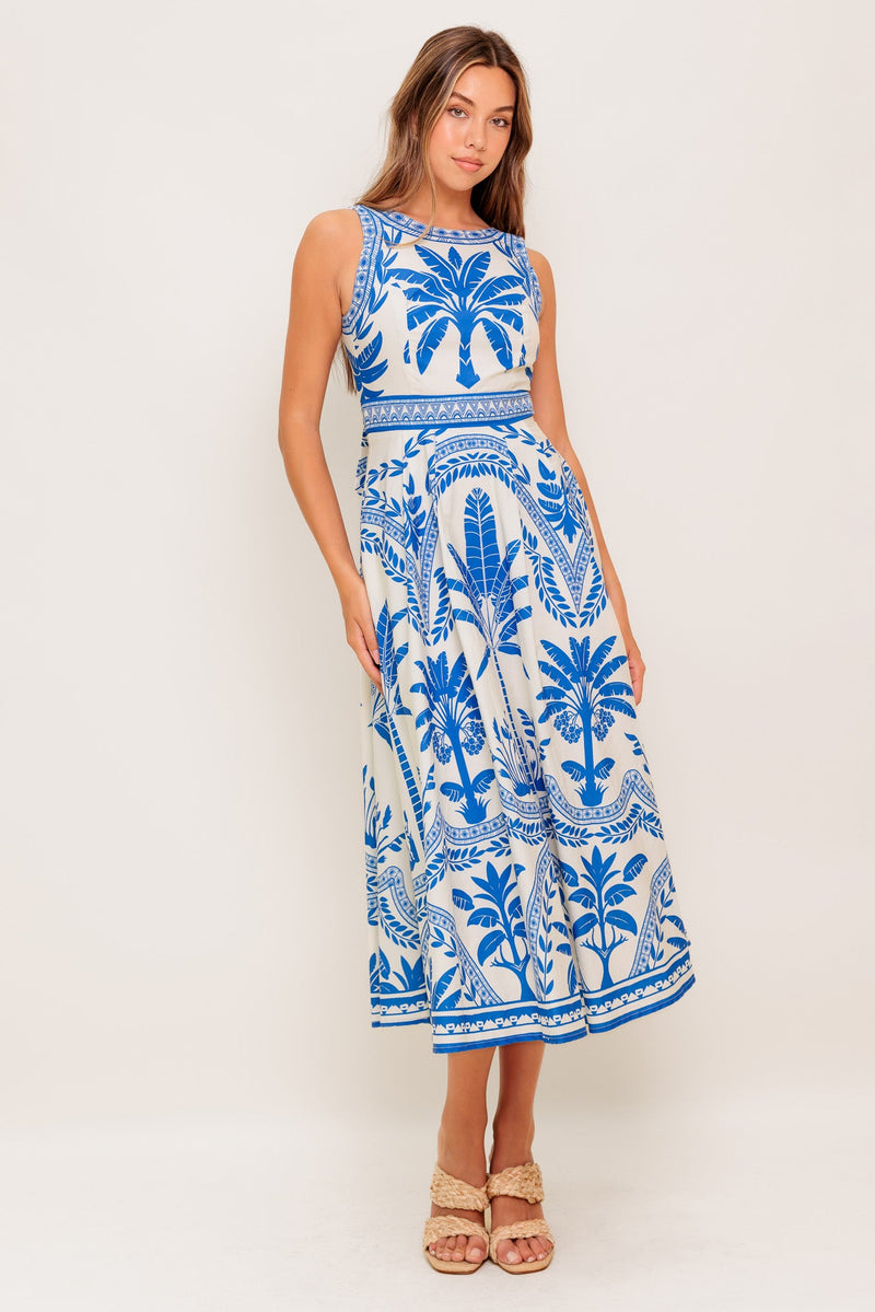 OCEAN PETALS WOVEN MIDI DRESS