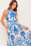 OCEAN PETALS WOVEN MIDI DRESS