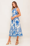 OCEAN PETALS WOVEN MIDI DRESS