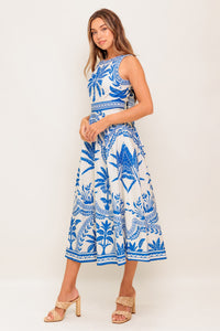 OCEAN PETALS WOVEN MIDI DRESS