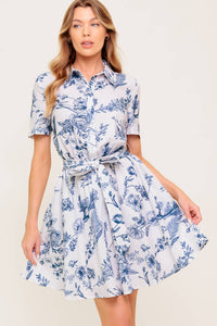 WILDFLOWER ROMANCE WOVEN MINI SHIRT DRESS