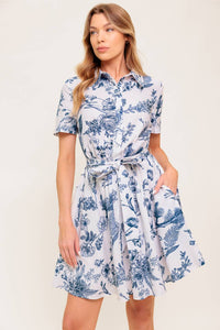 WILDFLOWER ROMANCE WOVEN MINI SHIRT DRESS