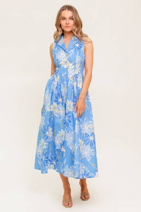 FERN WHISPER BLUE WOVEN MIDI DRESS