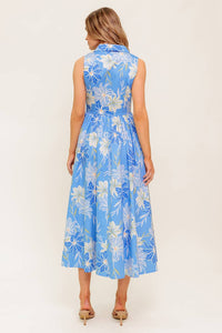 FERN WHISPER BLUE WOVEN MIDI DRESS