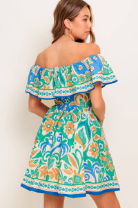 COASTAL LOVE SAGE BLUE WOVEN MINI DRESS