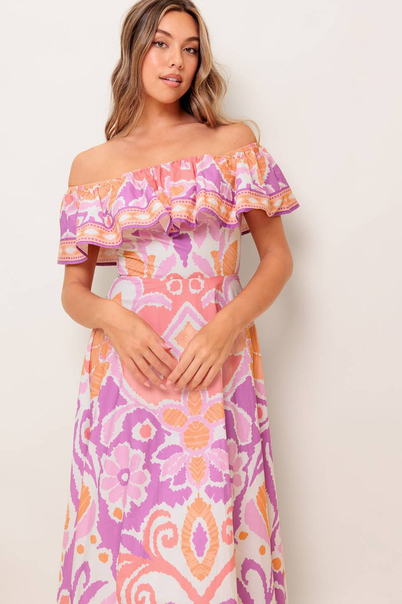 CABANA DREAM LAVENDER WOVEN MIDI DRESS