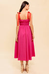 EVENING DELIGHTS FUCHSIA WOVEN MIDI DRESS