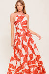 FIRST GLANCE RED WOVEN MIDI DRESS