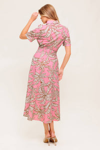 SWEET CAMELLIA PINK WOVEN MIDI DRESS
