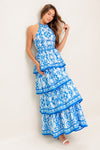 BLUSHING BLOSSOM BLUE WOVEN MAXI DRESS