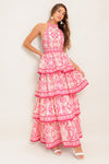 BLUSHING BLOSSOM FUCHSIA WOVEN MAXI DRESS