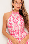 BLUSHING BLOSSOM FUCHSIA WOVEN MAXI DRESS