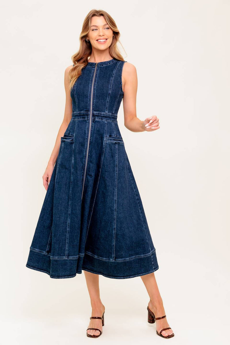 RAW BEAUTY DENIM MIDI DRESS