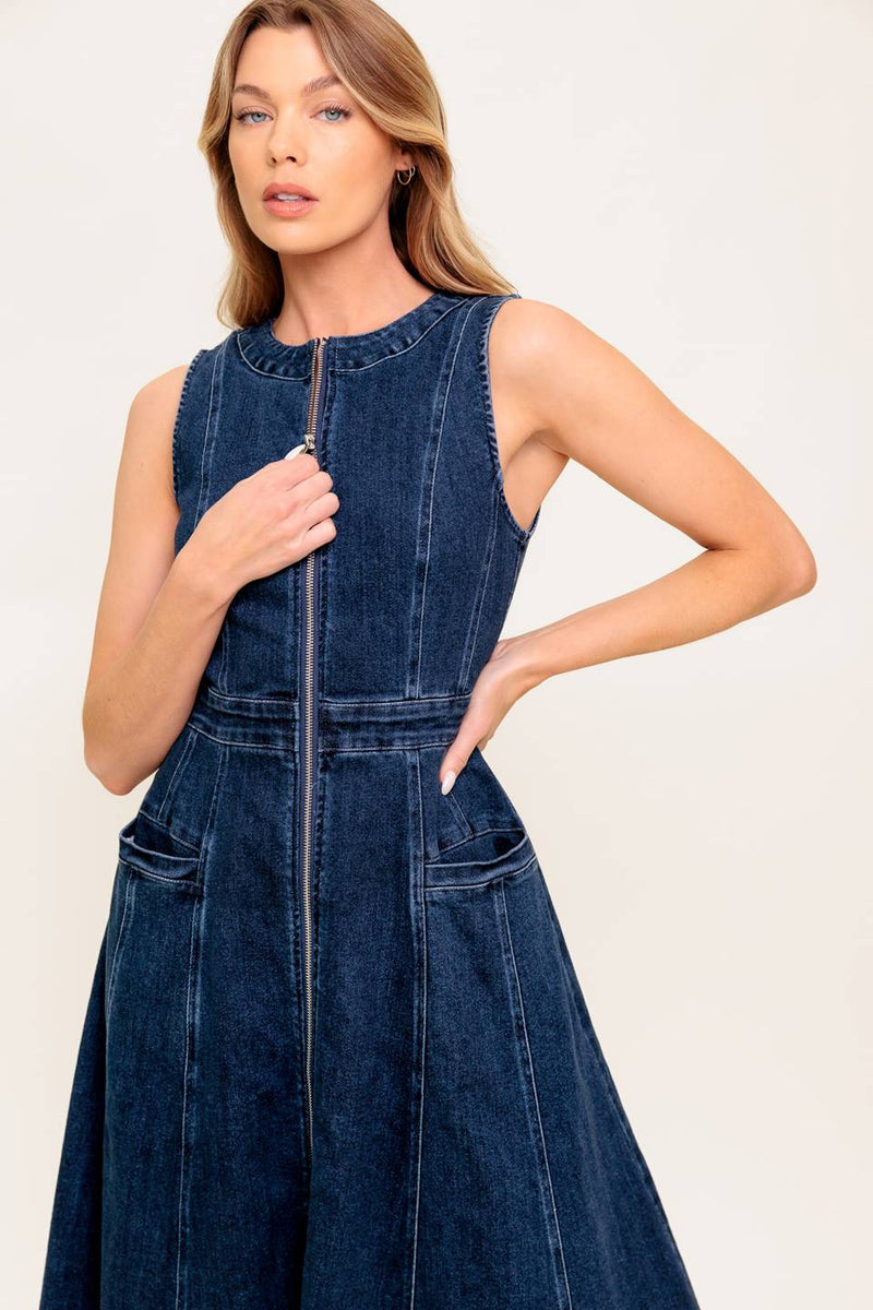 RAW BEAUTY DENIM MIDI DRESS