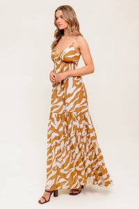 DEW KISS ALMOND WOVEN MAXI DRESS
