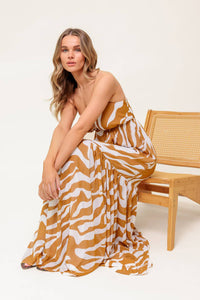 DEW KISS ALMOND WOVEN MAXI DRESS