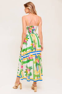 FLORAL HARMONY WOVEN MIDI DRESS