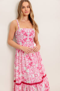 ROSÉ GARDEN WOVEN MIDI DRESS