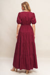 SUMMER GLOW BURGUNDY WOVEN MAXI DRESS
