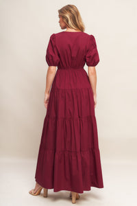 SUMMER GLOW BURGUNDY WOVEN MAXI DRESS