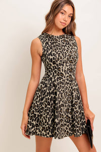 FIERCELY STUNNED LEOPARD WOVEN MINI DRESS