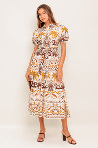 TROPICANA SUNSET WOVEN MIDI DRESS