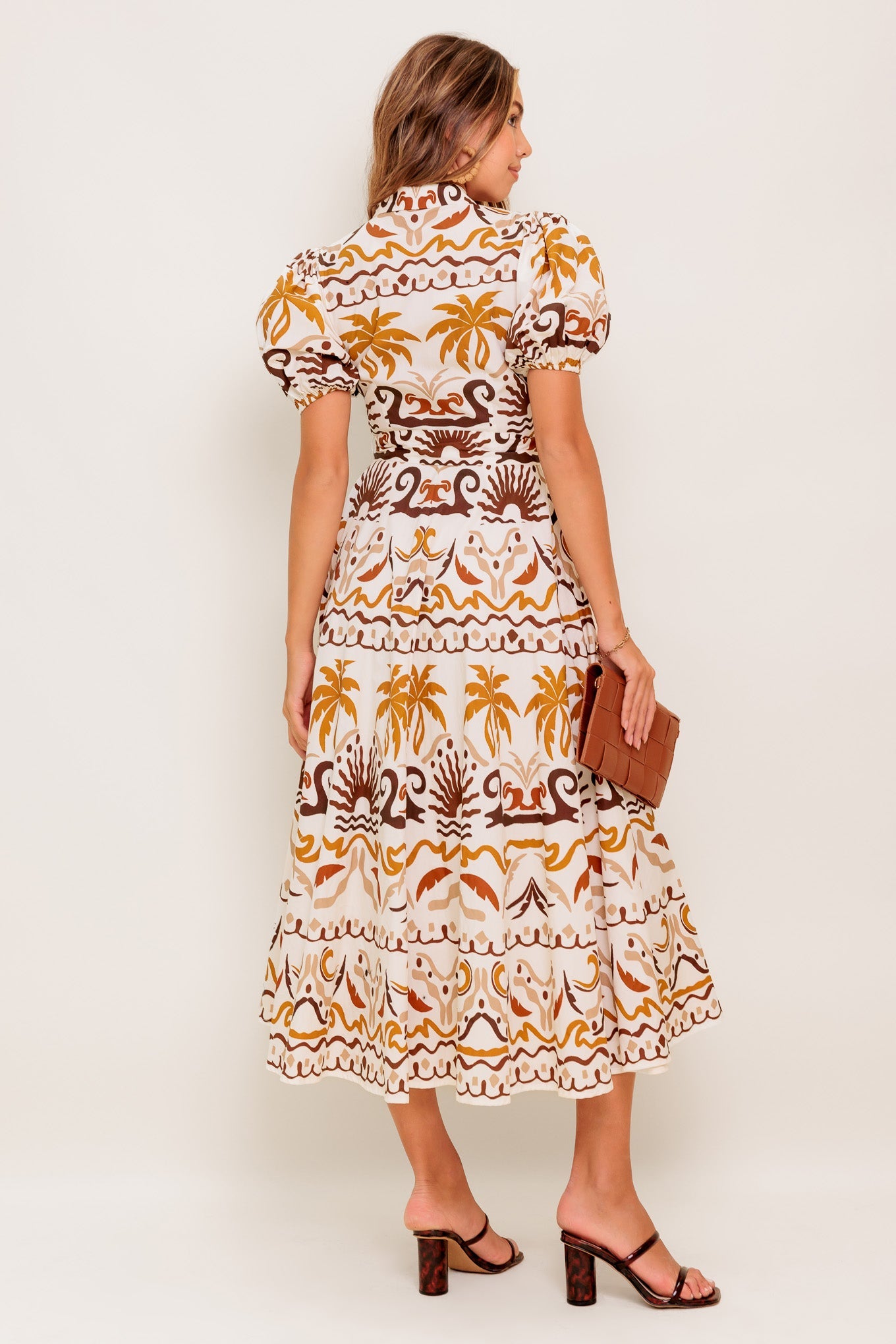 TROPICANA SUNSET WOVEN MIDI DRESS
