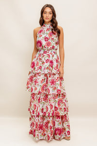 FLORAL RHAPSODY WOVEN MAXI DRESS