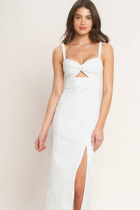 SILENT SHIN TWILL MIDI DRESS