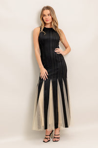 NOIR TULLE BLACK KNIT MAXI DRESS
