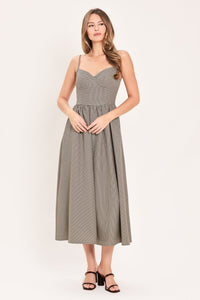 WHERE HEARTS WANDER PLAID WOVEN MIDI DRESS