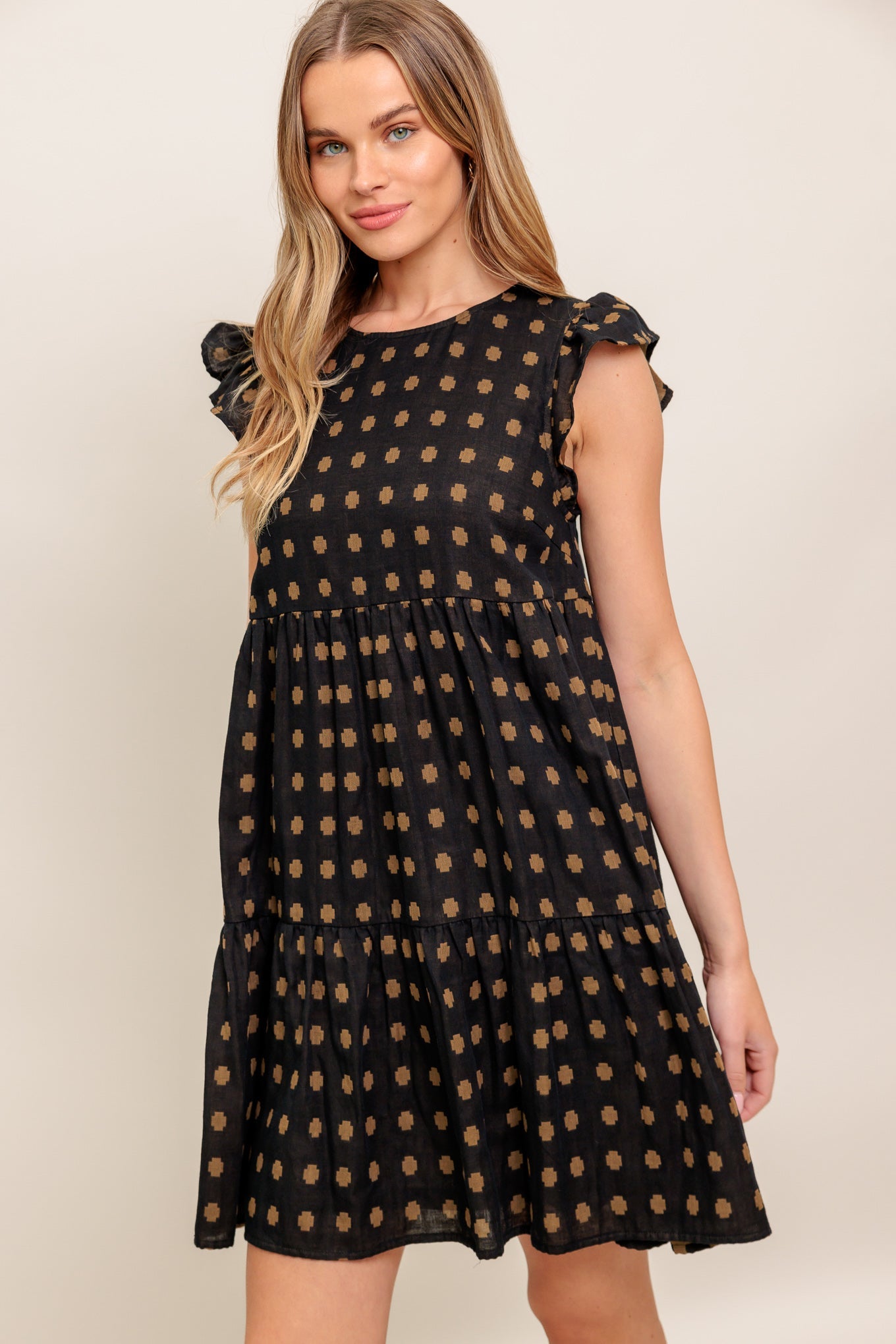 POLKA BREEZE WOVEN MINI DRESS
