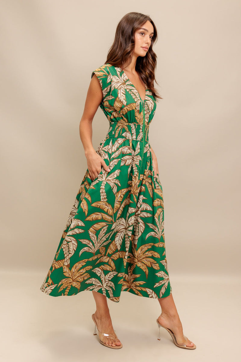 LUSH STILLNESS WOVEN MIDI DRESS