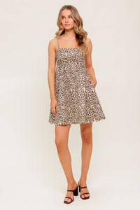 TOO SWEET LEOPARD WOVEN MINI DRESS
