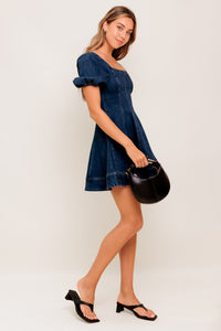 DARK MIDNIGHT DENIM MINI DRESS