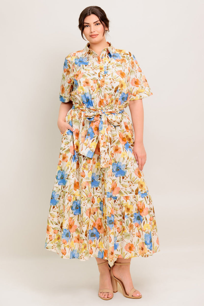 HAZEL DREAM IVORY WOVEN MIDI DRESS