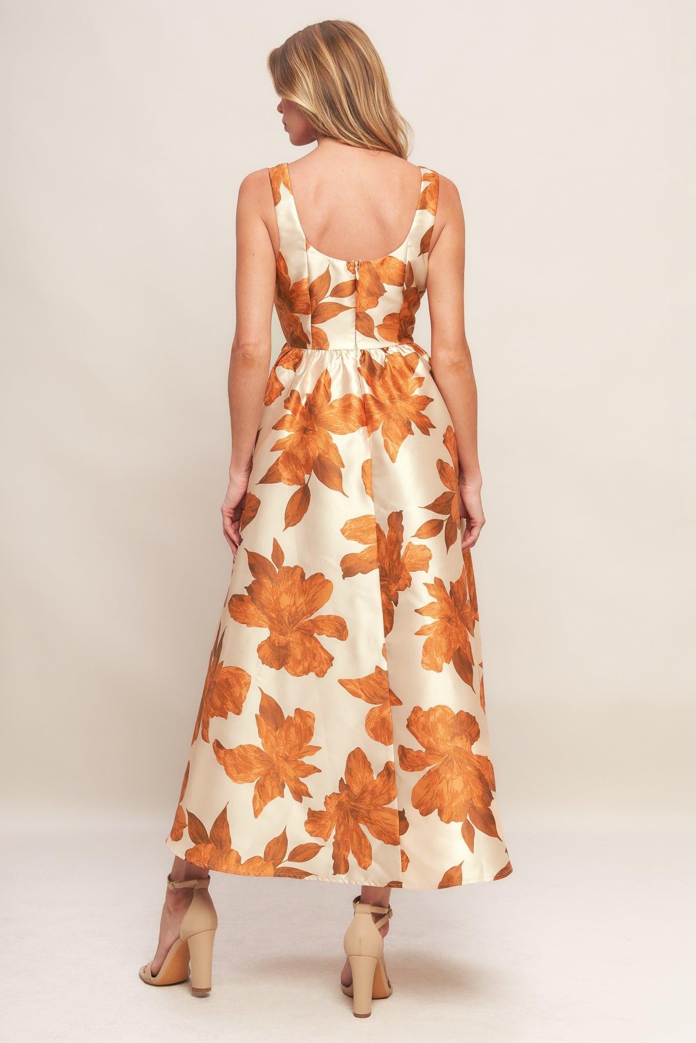 AUTUMNAL FLORAL WOVEN MIDI DRESS – Adelyne's Boutique & Gifts