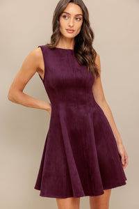 WINE IN THE SUN FAUX SUEDE MINI DRESS