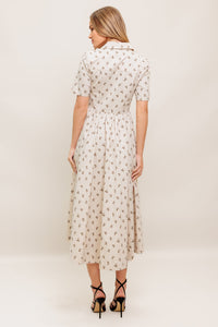 CANDY KISS BEIGE WOVEN MIDI DRESS