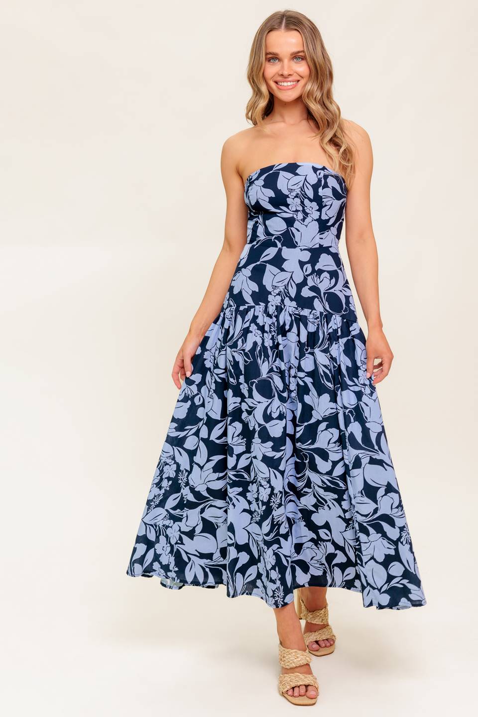 SMILES ARE CONTAGIOUS WOVEN MIDI DRESS