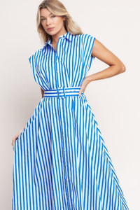 BISTRO STRIPE WOVEN MIDI DRESS