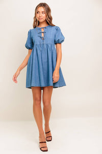 SUNSET GETAWAY DENIM MINI DRESS