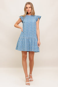 CUPCAKE SMILE WOVEN EYELET BABYDOLL DRESS