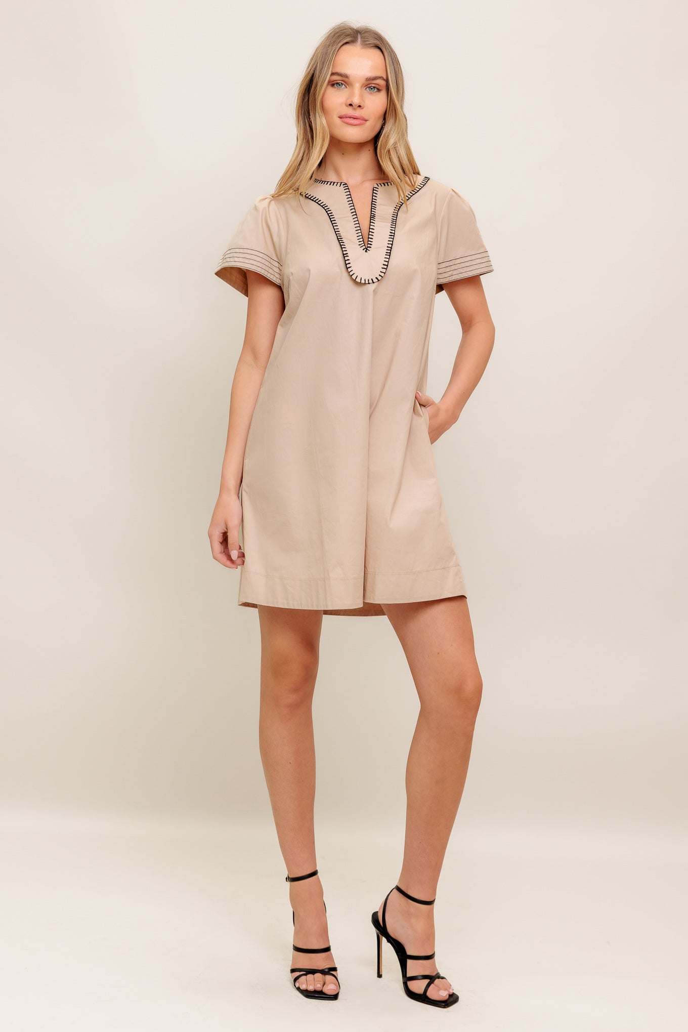 CALM SILHOUETTE WOVEN MINI DRESS