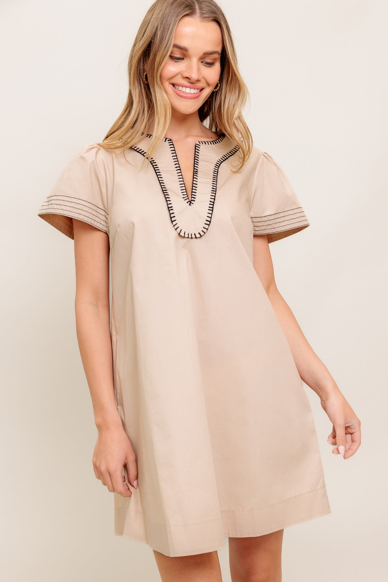 CALM SILHOUETTE WOVEN MINI DRESS