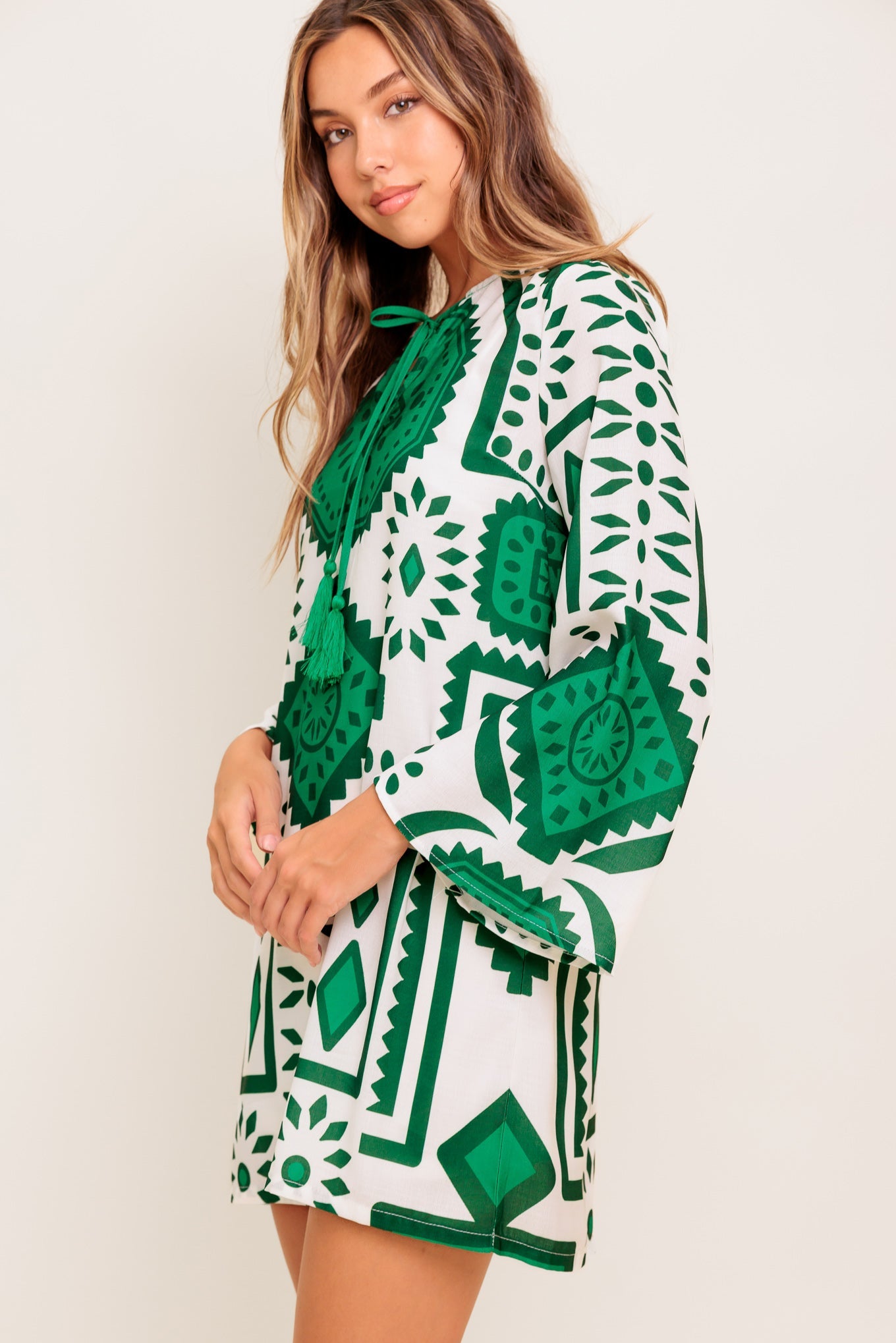 EMERALD TERRA TUNIC WOVEN MINI DRESS