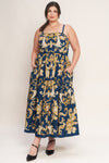 IMPERIAL BLOOM BLUE WOVEN MIDI DRESS