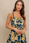 IMPERIAL BLOOM BLUE WOVEN MIDI DRESS